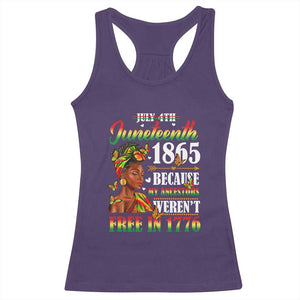 Juneteenth Black Women Racerback Tank Top Because My Ancestor Weren't Free in 1776 TS01 Purple Print Your Wear
