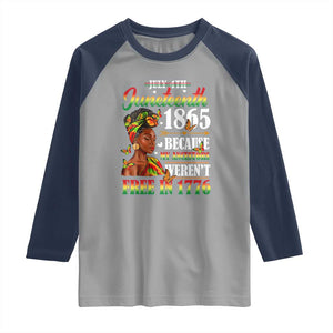 Juneteenth Black Women Raglan Shirt Because My Ancestor Weren't Free in 1776 TS01 Sport Gray Navy Print Your Wear