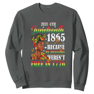 Juneteenth Sweatshirt For Black Women Because My Ancestor Weren't Free 1776 TS01 Dark Heather Printyourwear