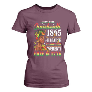 Juneteenth Black Women T Shirt For Women Because My Ancestor Weren't Free in 1776 TS01 Maroon Print Your Wear