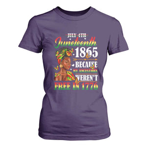 Juneteenth Black Women T Shirt For Women Because My Ancestor Weren't Free in 1776 TS01 Purple Print Your Wear