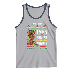 Juneteenth Black Women Tank Top Because My Ancestor Weren't Free in 1776 TS01 Athletic Heather Navy Print Your Wear