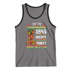 Juneteenth Black Women Tank Top Because My Ancestor Weren't Free in 1776 TS01 Deep Heather Black Print Your Wear