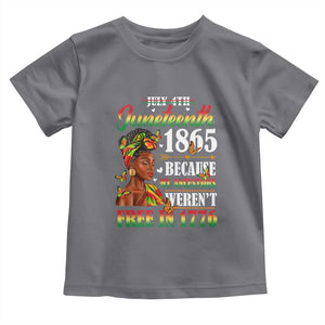 Juneteenth Black Women Toddler T Shirt Because My Ancestor Weren't Free in 1776 TS01 Charcoal Print Your Wear