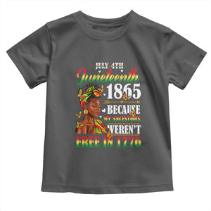 Juneteenth Black Women Toddler T Shirt Because My Ancestor Weren't Free in 1776 TS01 Dark Heather Print Your Wear