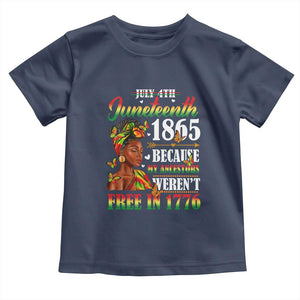 Juneteenth Black Women Toddler T Shirt Because My Ancestor Weren't Free in 1776 TS01 Navy Print Your Wear