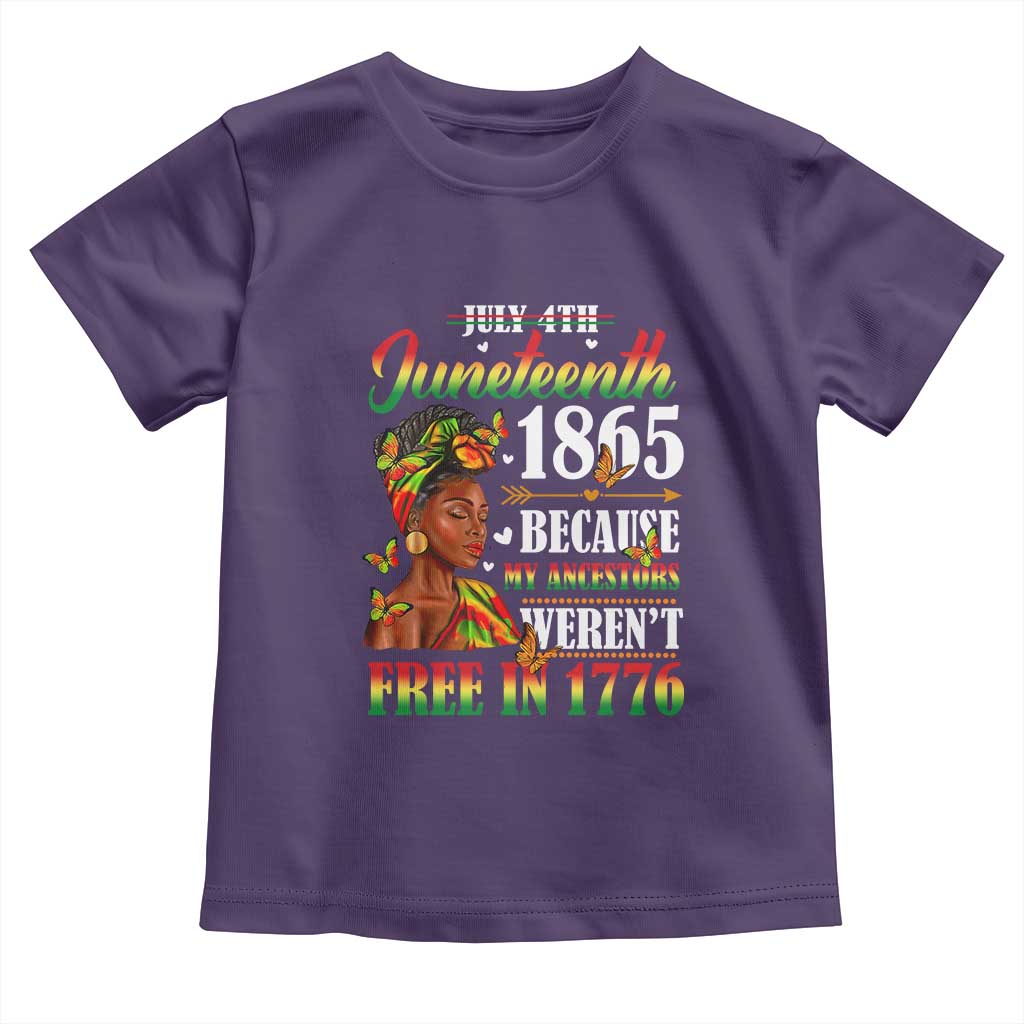 Juneteenth Black Women Toddler T Shirt Because My Ancestor Weren't Free in 1776 TS01 Purple Print Your Wear