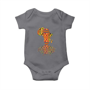 My Roots Black History Baby Onesie With Traditional Kente and Africa Map TS01 Charcoal Print Your Wear