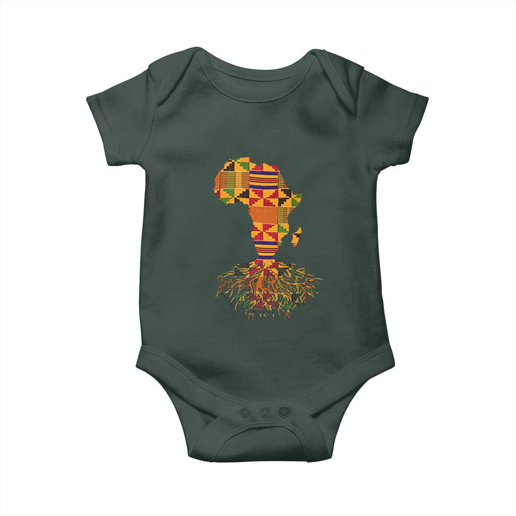 My Roots Black History Baby Onesie With Traditional Kente and Africa Map TS01 Print Your Wear