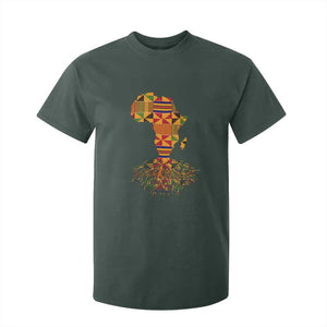 My Roots Black History T Shirt For Kid With Traditional Kente and Africa Map TS01 Dark Forest Green Print Your Wear
