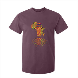 My Roots Black History T Shirt For Kid With Traditional Kente and Africa Map TS01 Maroon Print Your Wear