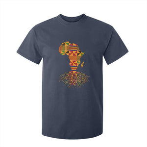My Roots Black History T Shirt For Kid With Traditional Kente and Africa Map TS01 Navy Print Your Wear