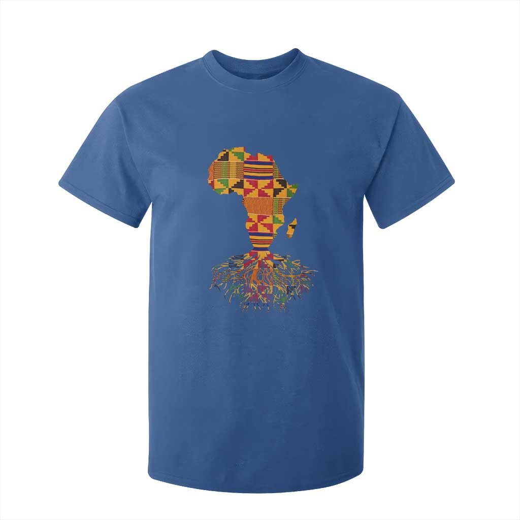 My Roots Black History T Shirt For Kid With Traditional Kente and Africa Map TS01 Royal Blue Print Your Wear