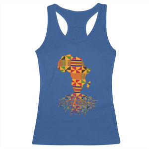 My Roots Black History Racerback Tank Top With Traditional Kente and Africa Map TS01 Royal Blue Print Your Wear