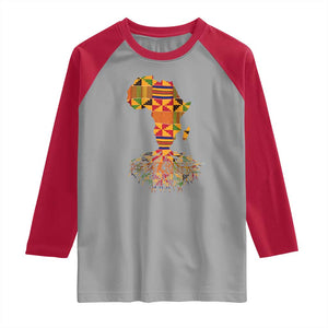 My Roots Black History Raglan Shirt With Traditional Kente and Africa Map TS01 Sport Gray Red Print Your Wear