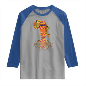 My Roots Black History Raglan Shirt With Traditional Kente and Africa Map TS01 Sport Gray Royal Print Your Wear