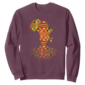 My Roots Black History Sweatshirt With Traditional Kente and Africa Map TS01 Maroon Printyourwear