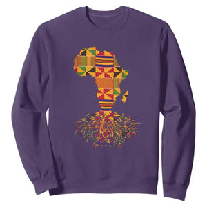 My Roots Black History Sweatshirt With Traditional Kente and Africa Map TS01 Purple Printyourwear