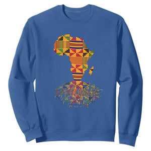 My Roots Black History Sweatshirt With Traditional Kente and Africa Map TS01 Royal Blue Printyourwear