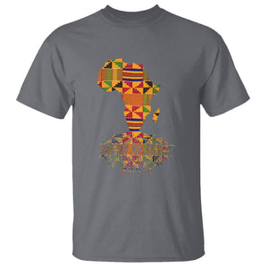 My Roots Black History T Shirt With Traditional Kente and Africa Map TS01 Charcoal Printyourwear