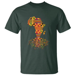 My Roots Black History T Shirt With Traditional Kente and Africa Map TS01 Dark Forest Green Printyourwear