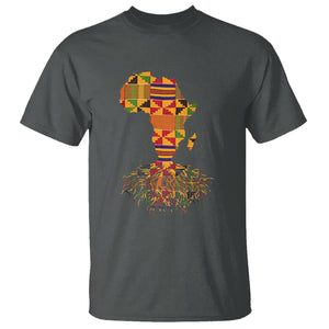 My Roots Black History T Shirt With Traditional Kente and Africa Map TS01 Dark Heather Printyourwear