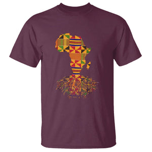 My Roots Black History T Shirt With Traditional Kente and Africa Map TS01 Maroon Printyourwear