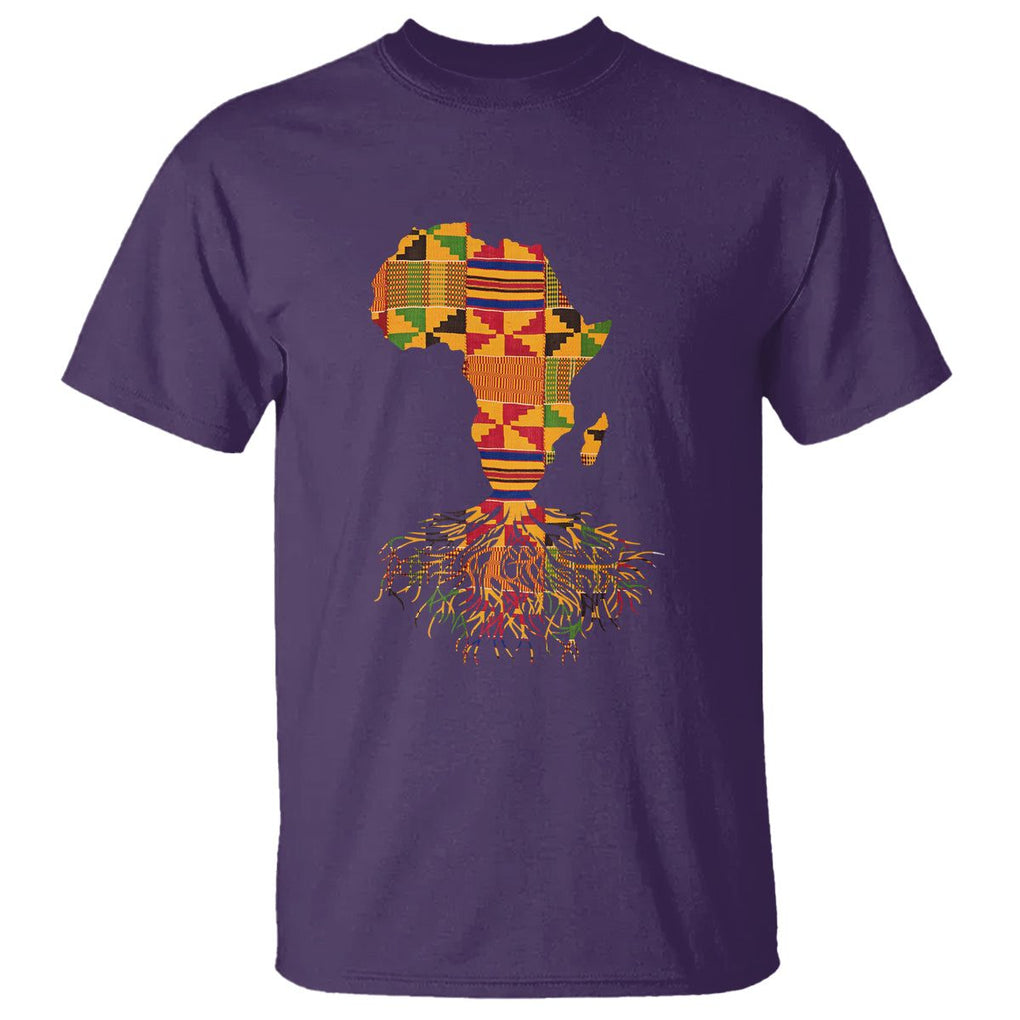 My Roots Black History T Shirt With Traditional Kente and Africa Map TS01 Purple Printyourwear