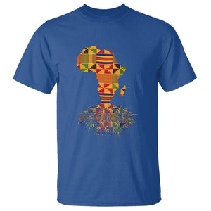 My Roots Black History T Shirt With Traditional Kente and Africa Map TS01 Royal Blue Printyourwear
