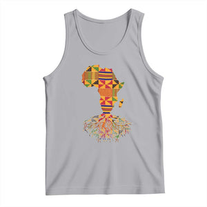 My Roots Black History Tank Top With Traditional Kente and Africa Map TS01 Athletic Heather Print Your Wear
