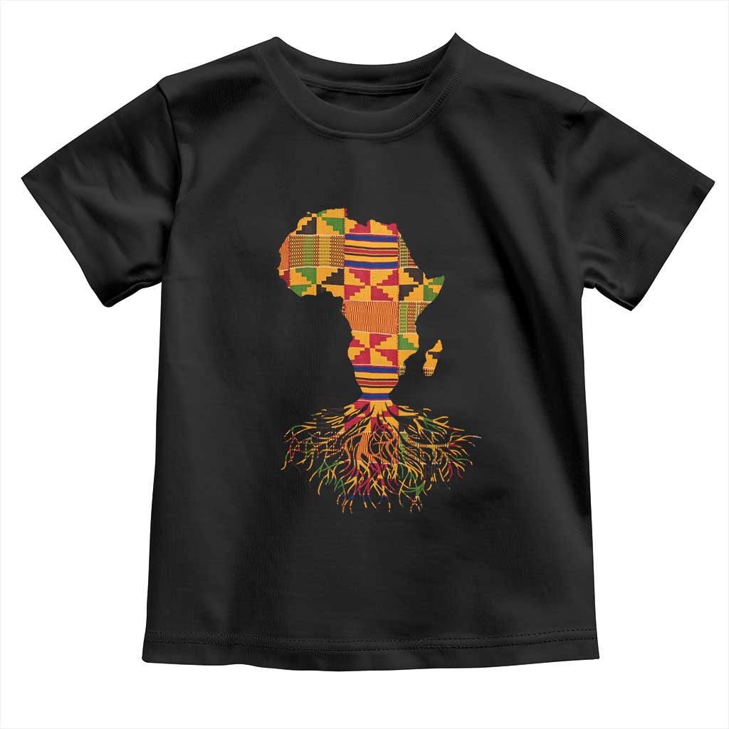 My Roots Black History Toddler T Shirt With Traditional Kente and Africa Map TS01 Black Print Your Wear