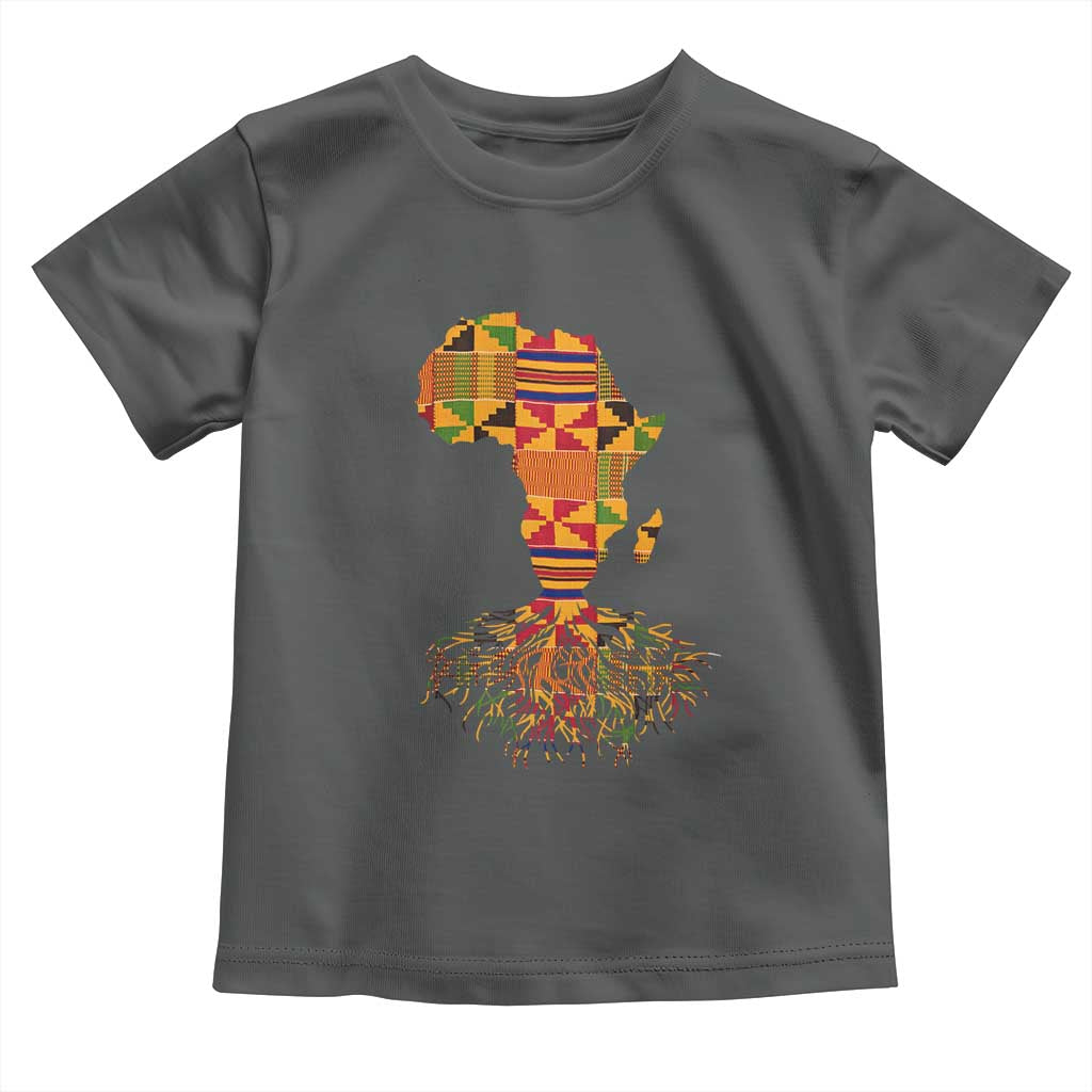 My Roots Black History Toddler T Shirt With Traditional Kente and Africa Map TS01 Dark Heather Print Your Wear