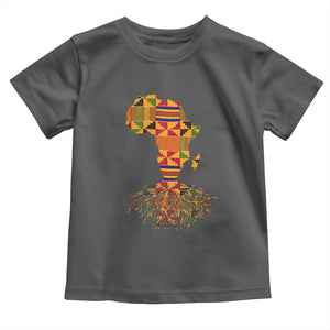 My Roots Black History Toddler T Shirt With Traditional Kente and Africa Map TS01 Dark Heather Print Your Wear