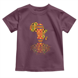 My Roots Black History Toddler T Shirt With Traditional Kente and Africa Map TS01 Maroon Print Your Wear