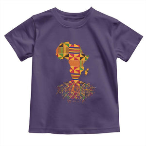 My Roots Black History Toddler T Shirt With Traditional Kente and Africa Map TS01 Purple Print Your Wear