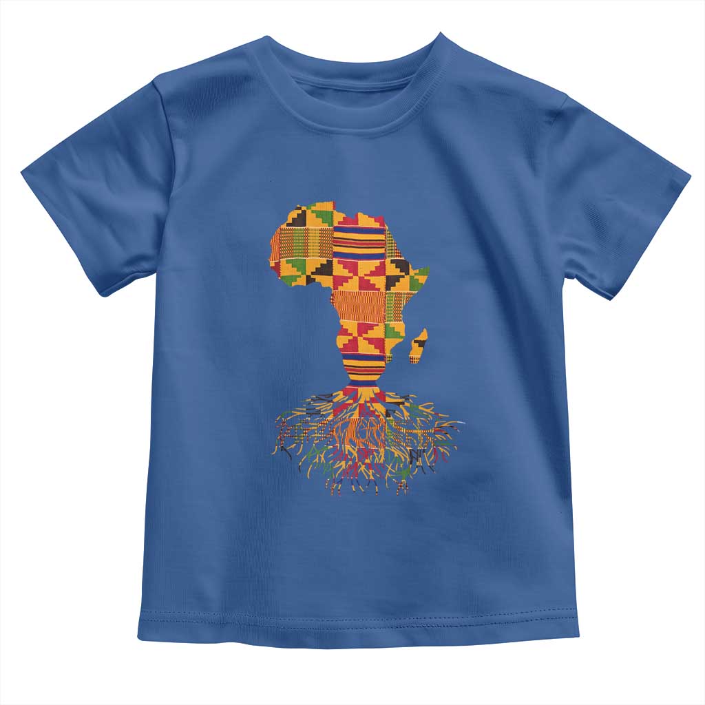 My Roots Black History Toddler T Shirt With Traditional Kente and Africa Map TS01 Royal Blue Print Your Wear