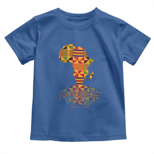 My Roots Black History Toddler T Shirt With Traditional Kente and Africa Map TS01 Royal Blue Print Your Wear