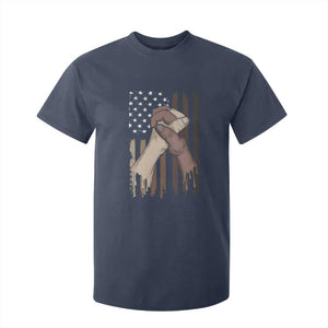Black American T Shirt For Kid US Flag Holding Hands TS01 Navy Print Your Wear