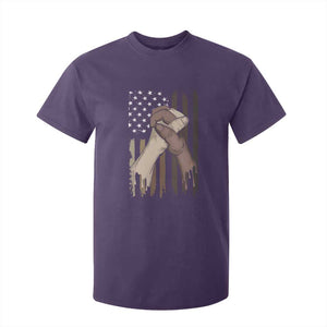 Black American T Shirt For Kid US Flag Holding Hands TS01 Purple Print Your Wear