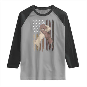 Black American Raglan Shirt US Flag Holding Hands TS01 Sport Gray Black Print Your Wear