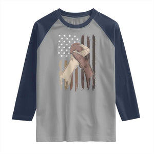 Black American Raglan Shirt US Flag Holding Hands TS01 Sport Gray Navy Print Your Wear