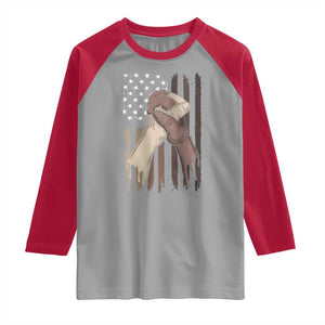 Black American Raglan Shirt US Flag Holding Hands TS01 Sport Gray Red Print Your Wear