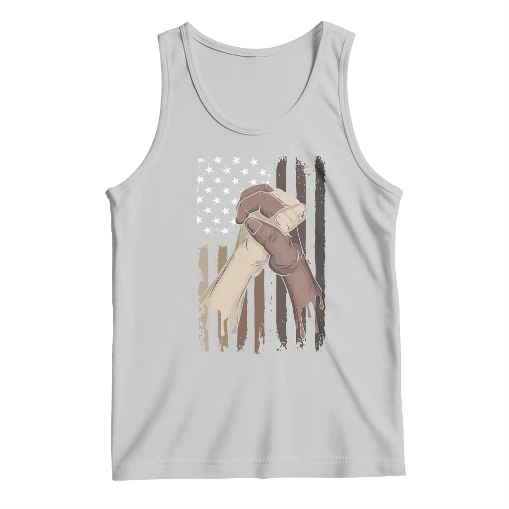 Black American Tank Top US Flag Holding Hands TS01 Ash Print Your Wear