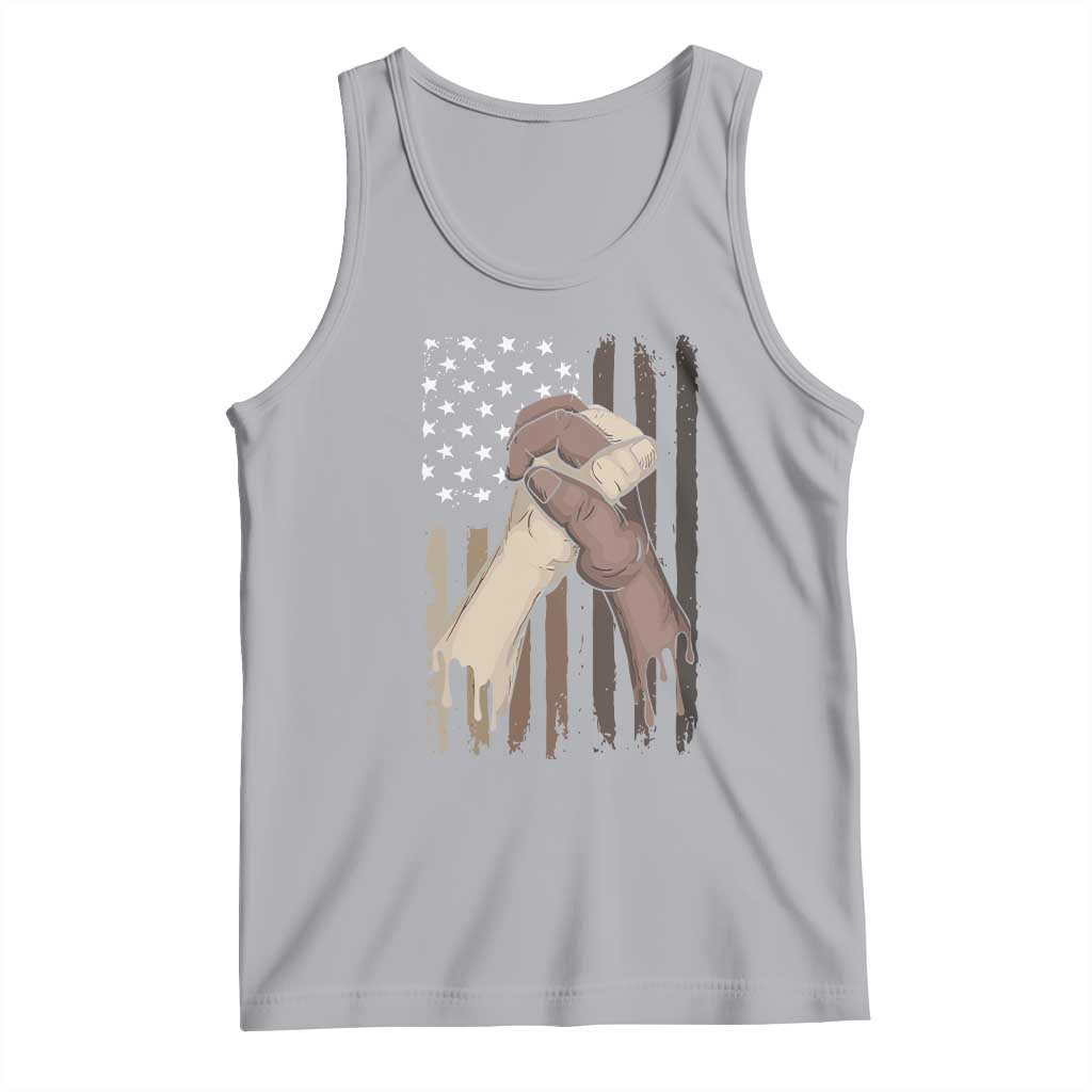 Black American Tank Top US Flag Holding Hands TS01 Athletic Heather Print Your Wear