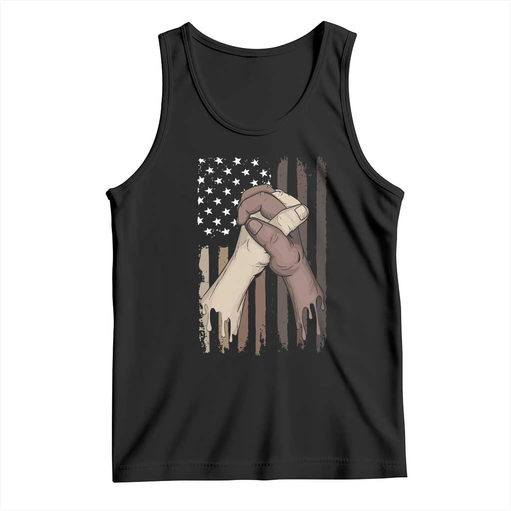 Black American Tank Top US Flag Holding Hands TS01 Black Print Your Wear