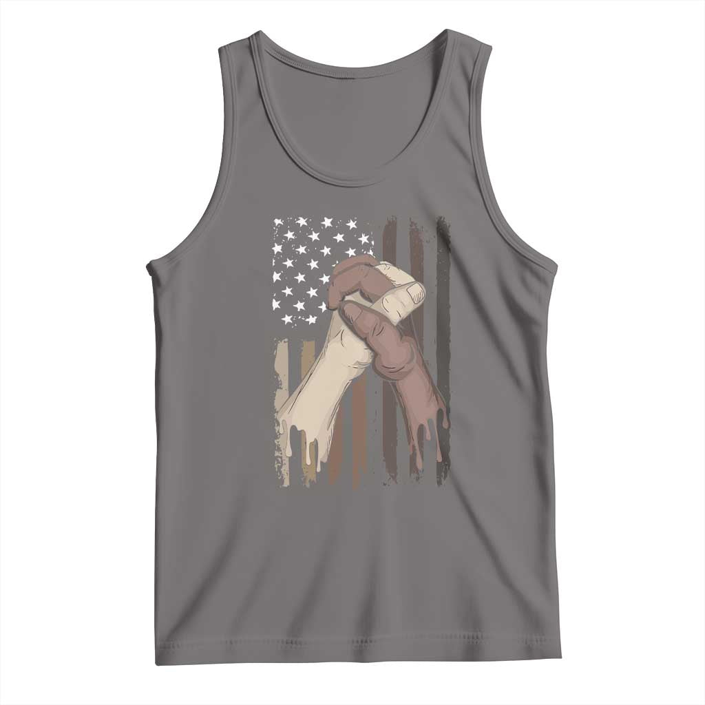 Black American Tank Top US Flag Holding Hands TS01 Deep Heather Print Your Wear