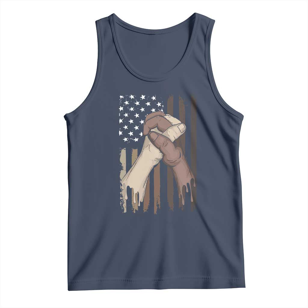 Black American Tank Top US Flag Holding Hands TS01 Navy Print Your Wear