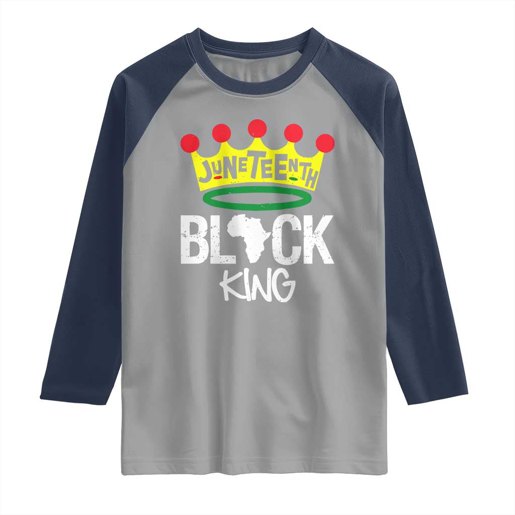 Juneteenth Black King Raglan Shirt 1865 African Pride Black Power TS01 Sport Gray Navy Print Your Wear
