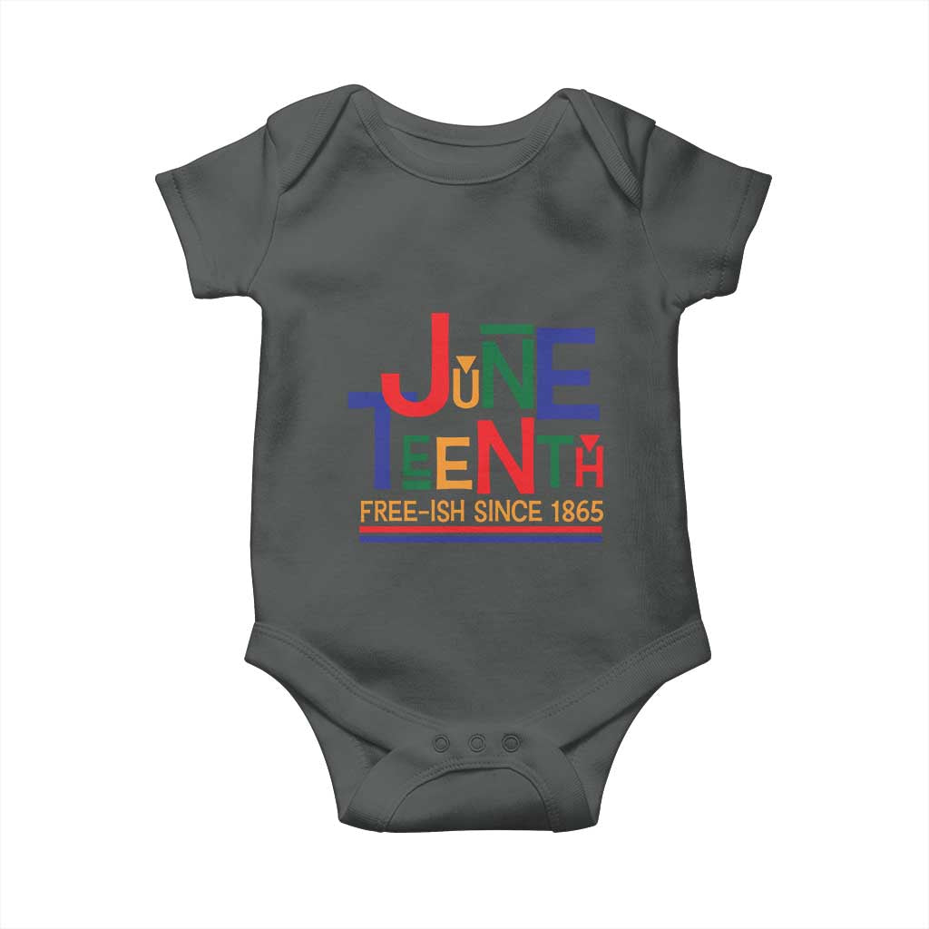 Free Ish Since 1865 Baby Onesie Juneteenth Celebration Retro TS01 Dark Heather Print Your Wear