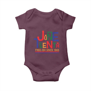 Free Ish Since 1865 Baby Onesie Juneteenth Celebration Retro TS01 Maroon Print Your Wear